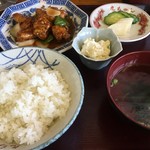 九ちゃんラーメン - 日替わり定食(酢豚、税込750円)