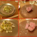 エスパイ クック コウベ - 太刀魚とエシャロット、イタリアンパセリ、レモン風味パスタ！（これ絶品でした）
      黒毛和牛のランプステーキ・・柔らかで旨みをカラメルコートで閉じ込めた・・