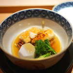 祇園 にしかわ - 「焚合せ」穴子、里芋、セリ、餡かけ、生姜