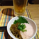 すし 創作料理 こんどう家 - 晩酌セットのビールと小鉢