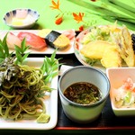 駒寿司  - 寿しそば天ぷらセット