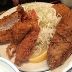 西麻布 三河屋 - 三河屋(海老フライ定食+メンチカツ追加)