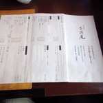 吉祥庵 - 店内お品書き「お飲み物」