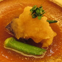 銀座 奥田 - ハモと加茂茄子の揚げだし