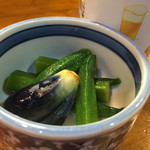 金ちゃん - お通し…畑で採れたオクラとナス