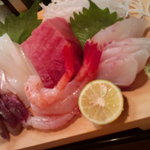 かわなみ鮨 - 刺身盛合せ　関さば、墨烏賊、トロ、甘えび、イサキ(2010/10)