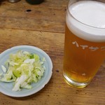 かとりや - お通しと生ビール(中)