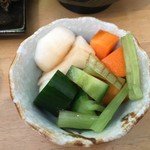 ビアガーデンはずみ - H28.07.31　漬物も美味しい。