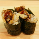 立喰い寿司 魚がし日本一 - 煮あさり軍艦（１個７５円＋税）２０１６年７月