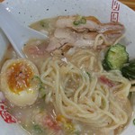 らーめん弥七 - 鶏おろしそば-混ぜ後(2016/7)