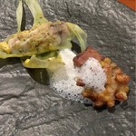 Restaurant Re: - 鯛、とうもろこし、アーモンドミルク