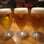 中国料理 堀内 - サッポロ　生（中）　500円　小さめのタンブラーに変わり、内容量が少なめ、値段も下がっています。