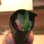 すし処 ひさ田 - 2016/7_鯵と大葉の手巻き