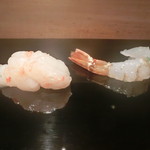 乙女寿司 - ガス海老とボタンエビの食べ比べ