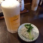 ひより　麦縄本舗　炭焼酒場 - H28.07.10 生ビール&お通し