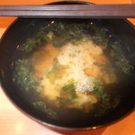 廻鮮寿司海座 - アオサの味噌汁、お代わりOK~。