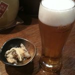 まんてんの星 - お通し＆生ビール