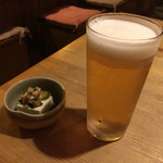 日本酒 炭火焼き ちどり - とり生ビール 口取り