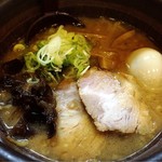 らーめん巖窟王 - 焼き醤油ラーメン・中太麺・味玉トッピング