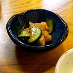 鷹乃羽鮨 - 煮ダコときゅうりの和え物