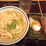 釜揚げうどん岡じま - かけうどんとおでん２種(2016年7月31日撮影)