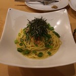 cafeローリエ - 納豆とモンゴイカの生パスタ