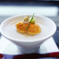 ナベノ-イズム - 両国江戸蕎麦ほそ川自家製粉蕎麦粉のフランス風そばがきに塩ウニを添えて