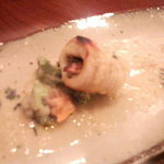 アフェット - 松茸の炙り鱧（はも）巻き。ソースの塩加減も絶品。今日一。