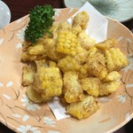奥ながら - トウモロコシの天麩羅
      これが中々と香ばしく甘くて旨い。ビールのアテには良かったですよ(^_^)a
