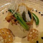 レーヴ ドゥ ギャルソン - １０月・魚料理・平目、嵯峨 森嘉の揚げ包み