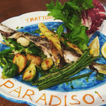 トラットリア・築地パラディーゾ - カマスのグリル お野菜も美味しかったー♡