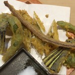 三代目 まる天 - 銀宝と夏野菜の天ぷら（アップ）