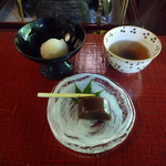 うかい鳥山 - 【2016.7】水羊羹　レモンのシャーベット　ほうじ茶