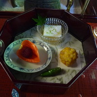うかい鳥山 - 【2016.7】豆乳豆腐　山桃　海老もろこし揚
