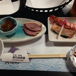 Fukagawa Yoshinoya - 前菜など　天ぷらは揚げたてを随時入れてくれます