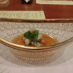 味 竹林 - 先付　たことおくらの酢の物見た目も涼しげ