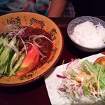 ふじわら - ジャージャー麺から揚げライスセット￥880