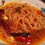 ふじわら - 豚肉の四川風煮込にジャージャー麺投入です
