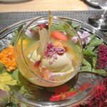 フラテッロ・ディ・ミクニ - パイナップルとココナッツのジェラート　メロンのスープ