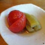 蕎麦ひら井 - トマトと茄子のお浸し：出汁が素晴らしい