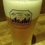 炭火やき 鶏煌 - アサヒスーパードライ。通常380円なのでまずまずの価格設定。