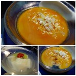 天神華都飯店 - このタレが美味しいのですよ。
      下はお醤油ベースの辛味ダレで、上には「練りごま」がタップリ。