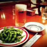 佐久 一萬里 温泉 ホテルゴールデンセンチュリー - 「枝豆」と「生ビール（中）」