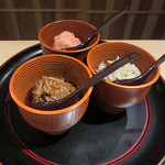 富小路 やま岸 - 10】おともは、おじゃこ・なめたけ・明太子