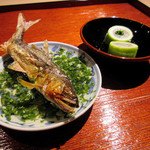 富小路 やま岸 - 1】杉八寸:由良川の遡上鮎 鯛昆布〆 白瓜