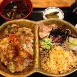 みなとや - アベック丼980円の冷たぬき・天丼にそば碗付き