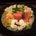 つる幸 - 平目薄造り、鱧湯引き、天然鮪、鬼海老、ガス海老。