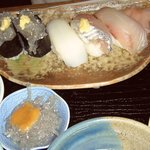 寿司懐石　かご家 - 「地魚らんち」のにぎり寿司と小鉢は生しらす！