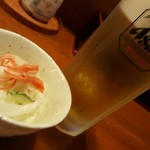 せきざん - 16.08：ビールとお通し