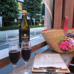 通りを眺めながらランブルスコ